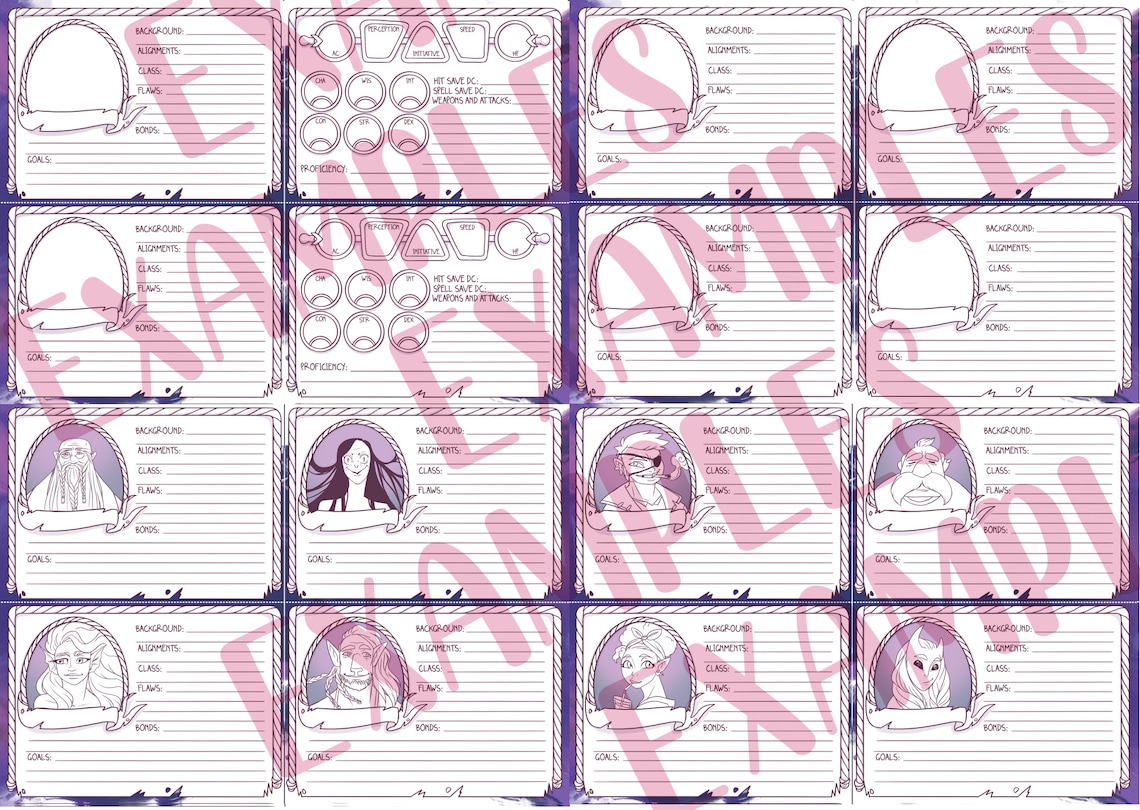 Printable Pdf NPC Cards and Templates dnd/ TTRPG/ RP Etsy