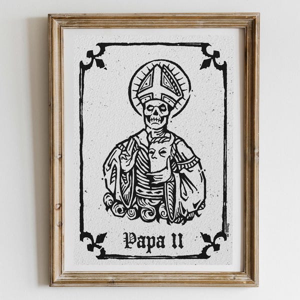 Papa 2 - Gespenst - Mittelalter Radierung - Holzschnitt - Kunstdruck - A5