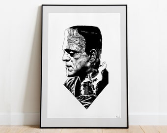 El monstruo de Frankenstein - Lámina artística - A4