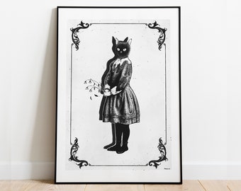 Victorian Cat Girl - Art Print - A4