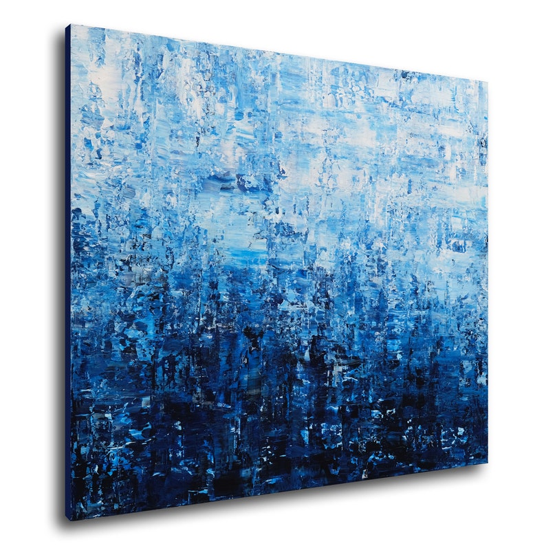 Oceanic Blues abstract acrylic painting original artwork ready to hang large painting decorative blue textured painting hand painted image 7