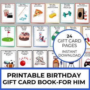 Presente de aniversário para ele, livro de cartão de presente para impressão para o marido, porta-cartão de presente, álbum de fotos presente para o pai, pacote de cuidados de aniversário, presente para o filho