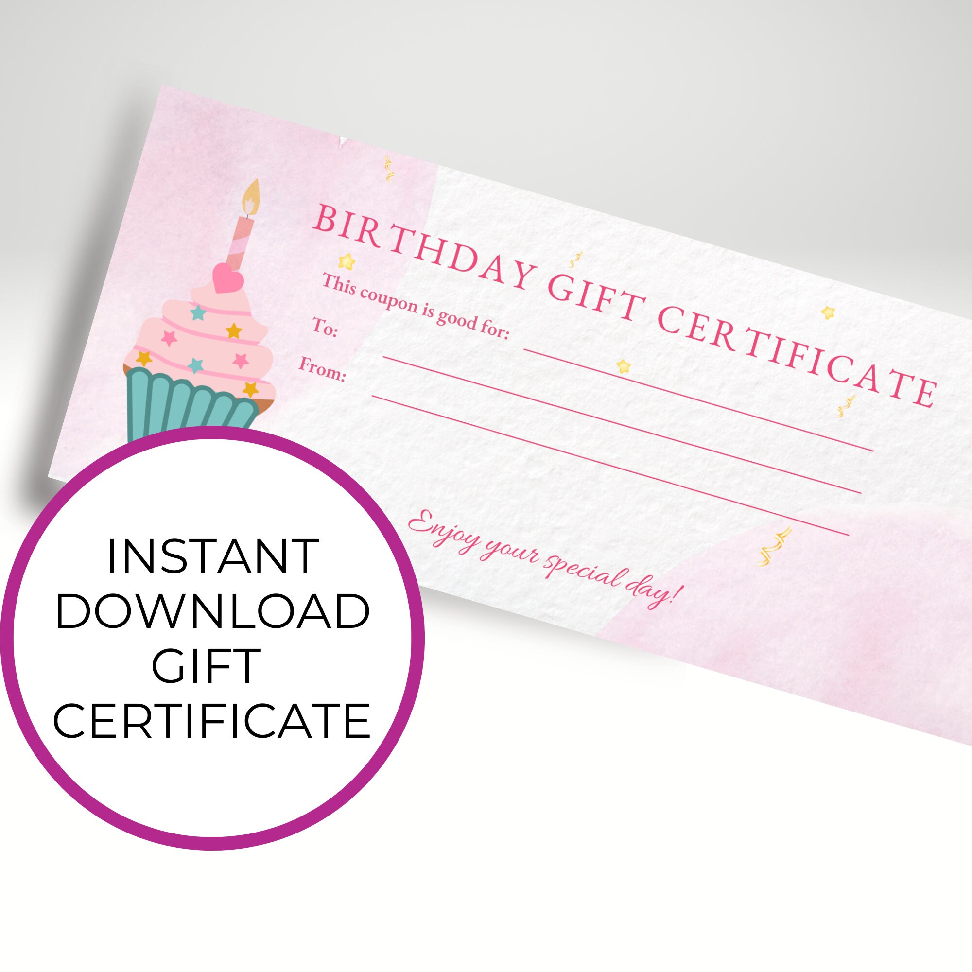 Printable Blank Coupon, Birthday Gift Certificate Printable, Editable ...