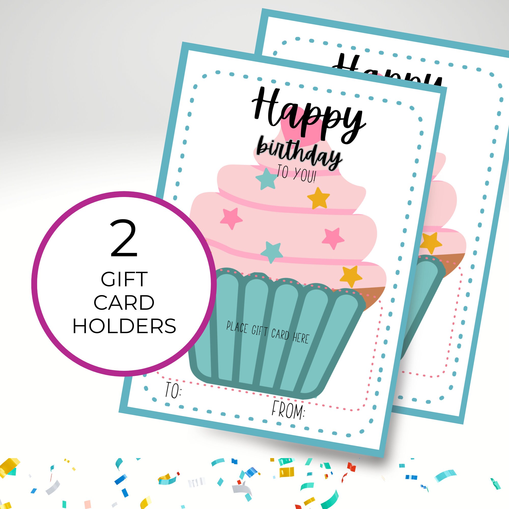 Birthday Gift Card Holder Printable, Money Holder Gift Card Printable, Cupcake Card, Gift Card ...