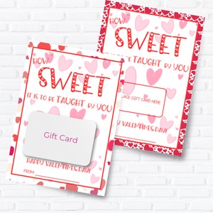 Druckbarer Valentinstag Geschenkkartenhalter, Lehrergeschenk, Dankeschön vom Schülerkurs, Kaffeegeschenk, Gaskarte, Leckerei für Schulpersonal