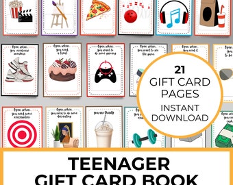 Libro de tarjetas de regalo para cumpleaños de adolescentes, álbum para guardar tarjetas de regalo para adolescentes, dulces 16, 18 cumpleaños, regalo imprimible para niña, tarjeta de cumpleaños para él