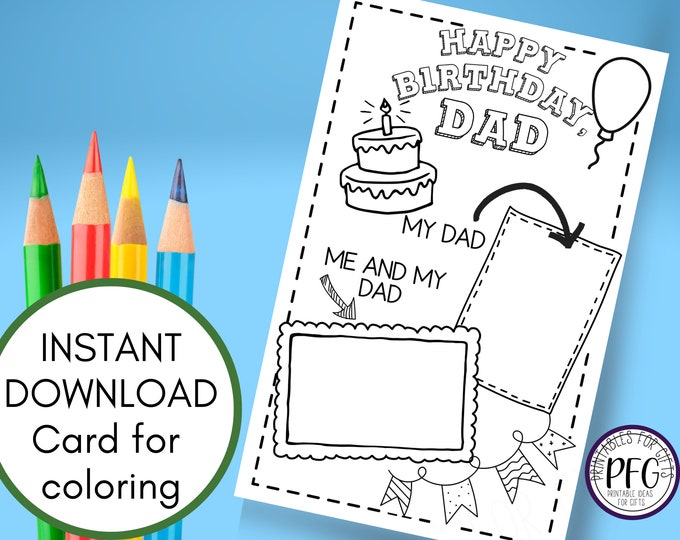Foldable Printable Birthday Cards To Color For Dad Birthday Card