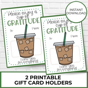 Beker van dankbaarheid, houder koffiecadeaukaart, Happy Coffee-wenskaart, afdrukbare Teacher Appreciation Coffee, bedankcadeaukaart voor leraar
