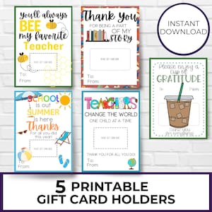 Idée cadeau pour remercier l'enseignant, lot de cartes de remerciement, lot de 5 cafés, cadeau de fin d'année, porte-carte cadeau enseignant Personnel scolaire