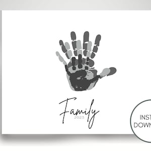 Empreinte de la main, cadeau d'art créatif pour famille Impression d'art imprimable, souvenir de famille imprimable, cadeau d'artisanat bricolage enfants enfants tout-petits, cadeau pour grand-mère