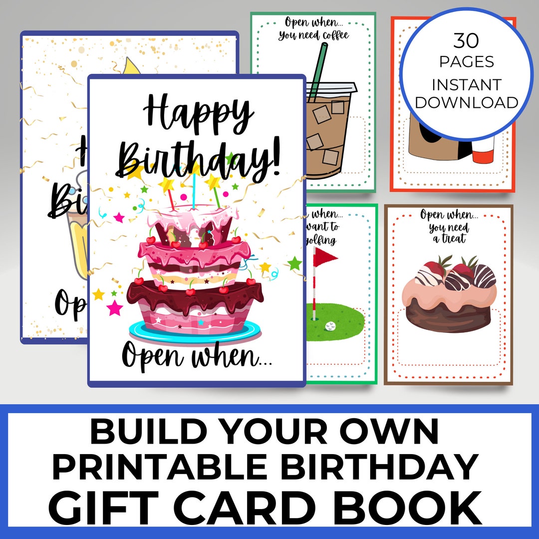 Birthday Gift for Him, Gift Card Book for Husband, Printable Gift Card Holder, Photo Album Pages
