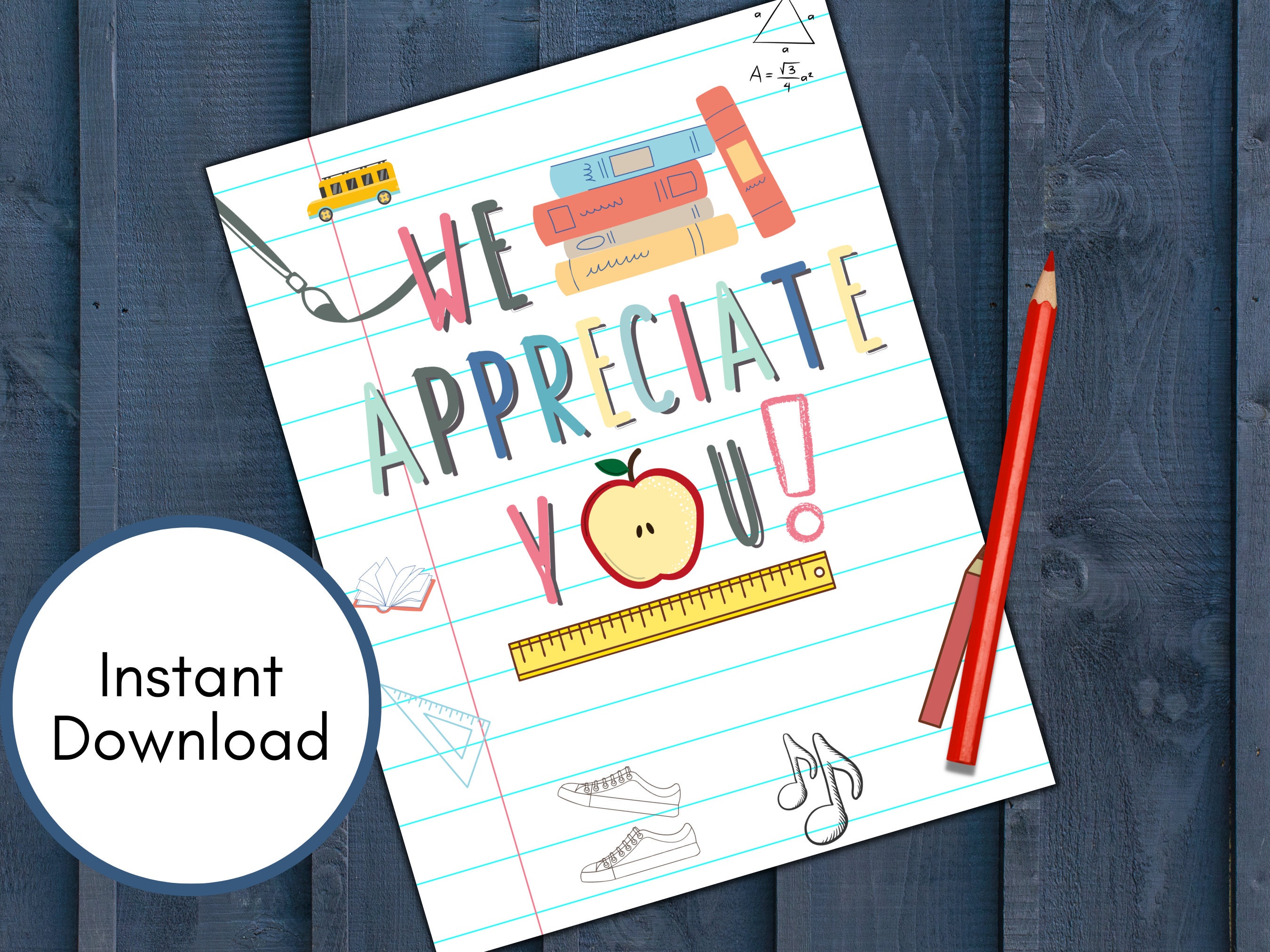 Teacher Gift Printable Teacher Appreciation Thank You Gift, End of the ...