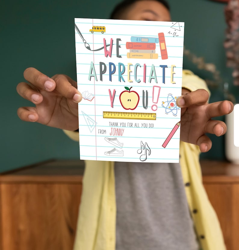 Teacher Appreciation Card, Printable Teacher Thank You Gift, End of the ...