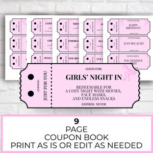 Gift for Women Birthday Coupon Book Printable Editable Idea, Best Friend Gift for Girl, Instant Download, DIY Certificate Voucher For Her