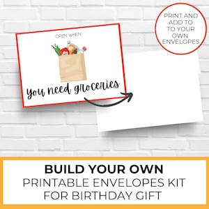 Sobre abierto, Tarjetero de regalo de cumpleaños imprimible, Tarjeta de larga distancia, Regalo de despedida, Etiqueta de regalo desde casa, Para novia