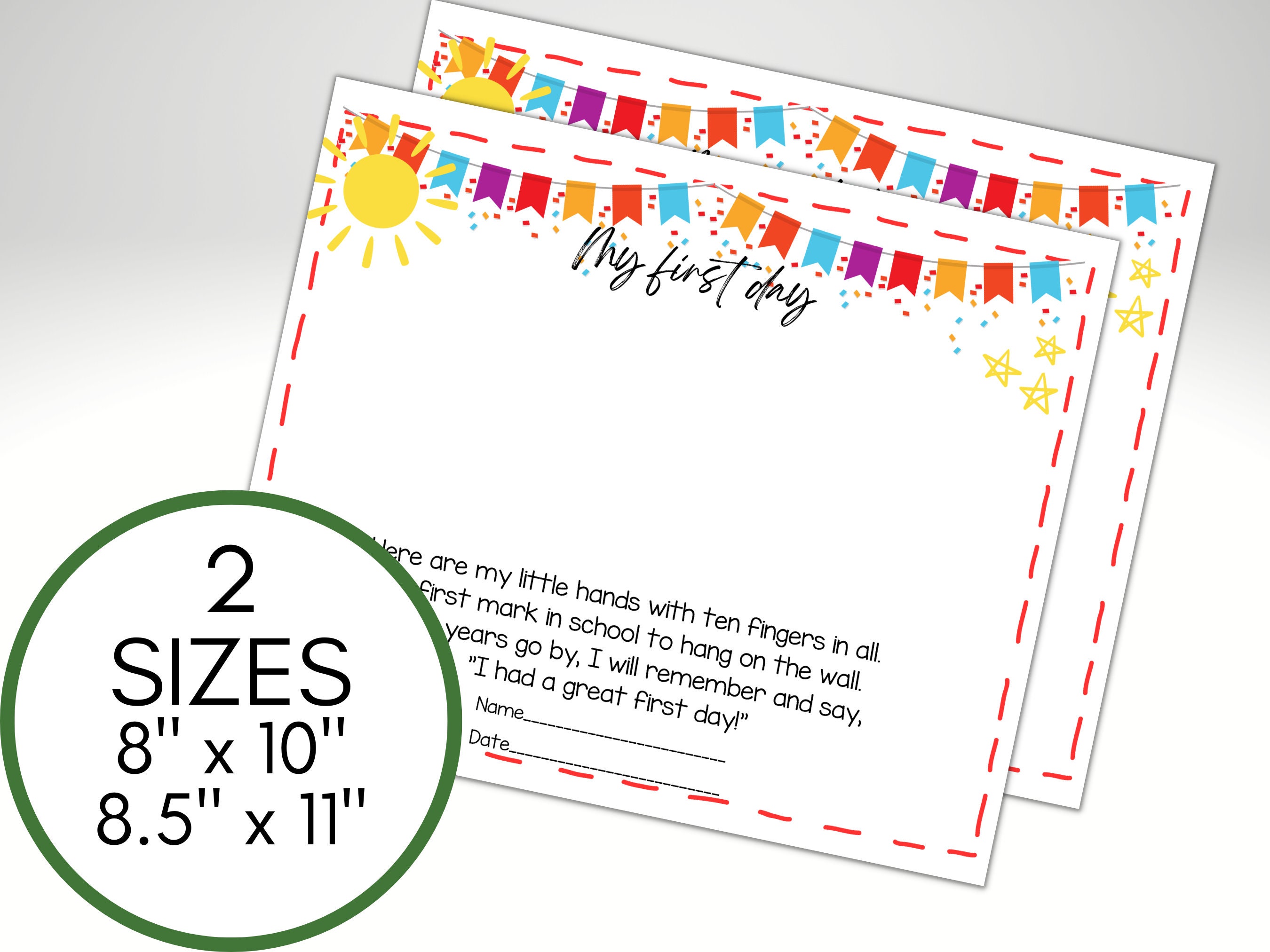 First Day of Preschool Handprint Art, First Day of School Printable ...