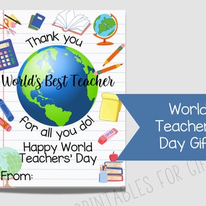 Weltlehrertag, Lehreranreiz-Flyer, druckbares Lehrer-Dankeschön-Geschenk, Weltlehrertag, DIY Geschenk für Lehrer