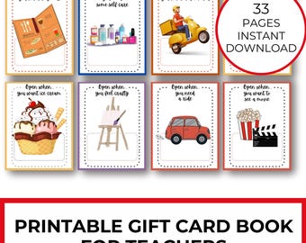 End Of The Year Teacher Appreciation Gift Card Holders, Teacher Thank You Gift Card Book For Last Day Of School, Principal, From Class Group