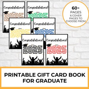 College senior cadeau, middelbare school afstudeercadeau, eerstejaars college cadeaubon boek, afdrukbare cadeaukaarthouder van ouders, klas van 2025