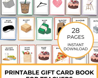 Teacher Appreciation Gift, Printable Teacher Gift Card Holder Book, Gift Card Photo Album, Open When Booklet, End Of The Year, Coffee Thanks