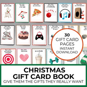Libro de tarjetas de regalo de Navidad, soporte para tarjetas de regalo imprimible, idea de tarjeta de regalo para álbum de fotos, regalo para niña, para él, regalo para hijo adulto, de padres