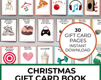 Libro de tarjetas de regalo de Navidad, soporte para tarjetas de regalo imprimible, idea de tarjeta de regalo para álbum de fotos, regalo para niña, para él, regalo para hijo adulto, de padres