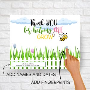Teacher Appreciation Gift, Printable Wall Art, Fingerprint Keepsake From Class, Present For Preschool Teacher From Child, Gift Idea From Kid
