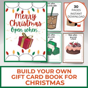 Regalo de Navidad para estudiantes universitarios, libro de tarjetas de regalo, soporte para tarjetas de regalo imprimible, idea para abrir cuando, regalo para mayores de 21 años, kit de bricolaje para adultos, regalo de vacaciones