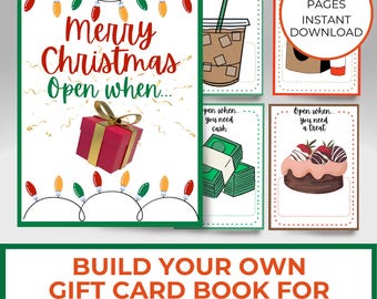 Regalo de Navidad para universitarios, libro de tarjetas de regalo, porta tarjetas de regalo imprimible, idea para abrir, regalo para mayores de 21 años, kit de bricolaje para adultos, regalo navideño