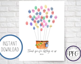 Personalized End Of The Year Gift Teacher Gift, Printable Teacher Gift, Fingerprint Keepsake From Class, Thank You Appreciation From Kid