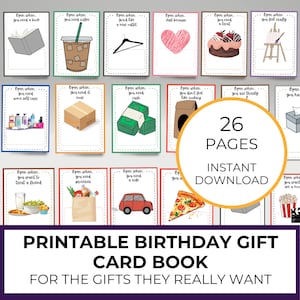 Geburtstagsgeschenk Karte Buch druckbare, Geschenk Kartenhalter, 21. Geburtstagsgeschenk, Fotoalbum Geschenkkarte Idee, Geschenk für Mädchen, Geburtstagskarte für Sie