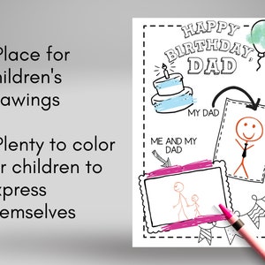 Birthday Card for Dad From Kids Printable Coloring Page, Father ...