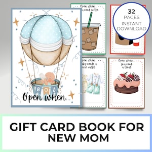 Geschenk Karte Buch für die neue Mutter Babyparty, öffnen wenn, Schwangerschaft Geschenk, Baby Boy, bedruckbar, Geschenk Karte Halter, für Frau, für Frau, Geschenk für Mama