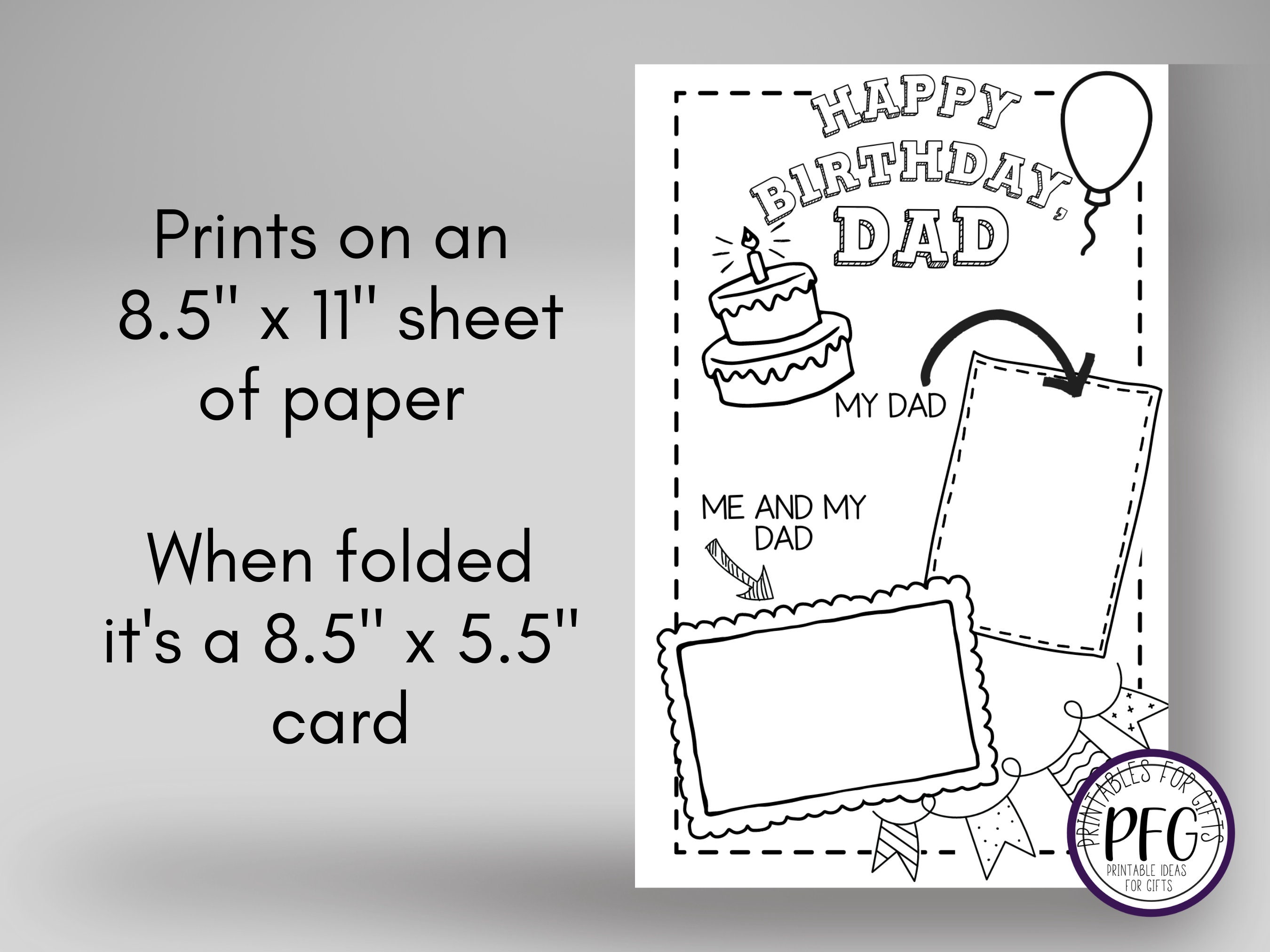 Birthday Card for Dad From Kids Printable Coloring Page, Father ...