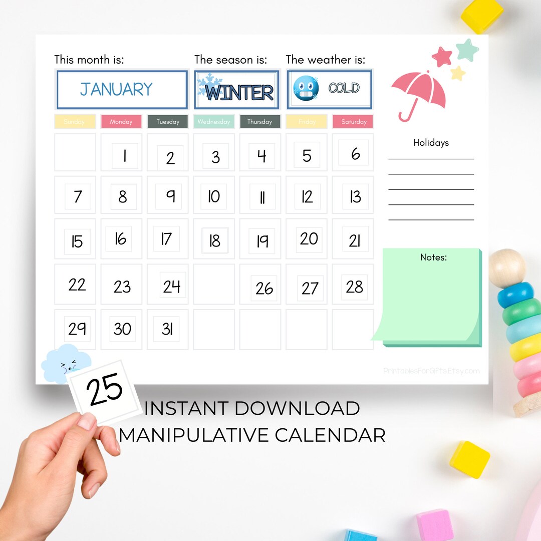 Circle Time Calendar Printable Classroom Calendar Preschool - Etsy