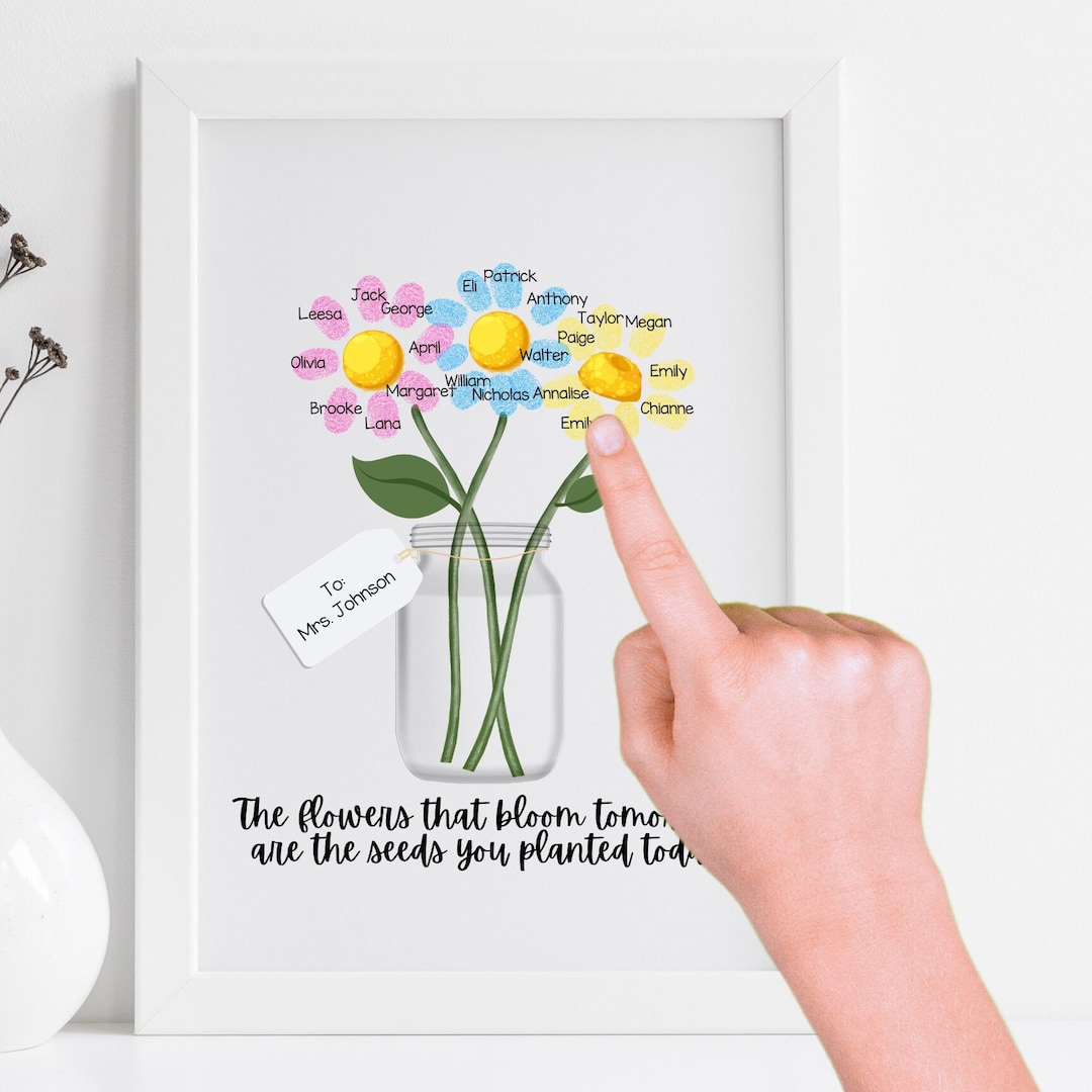 Thank You Teacher Appreciation From Kids, Printable Fingerprint Art ...