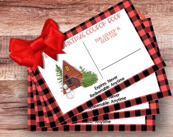 Coupon Book Christmas Gift  Printable Certificate, DIY Present, Last Minute Gift, Stocking Stuffer Fill In The Blank Coupon Gift For Kid