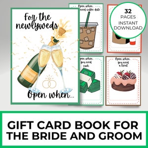 Livro de cartão de presente para novo casal, presente para noiva, ideia de chá de panela, porta-cartão de presente para recém-casados, encontro noturno, presente de grupo para casamento
