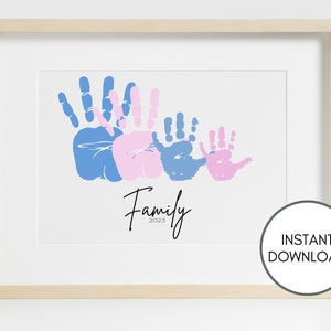 Druckbare Familie Handabdruck Kunst Geschenk Handwerk für Familie, Familienandenken druckbar, DIY Handwerk Geschenk Kinder Kinder Kleinkind, Geschenk für Oma