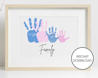Druckbare Familie Handabdruck Kunst Geschenk Handwerk für Familie, Familienandenken druckbar, DIY Handwerk Geschenk Kinder Kinder Kleinkind, Geschenk für Oma