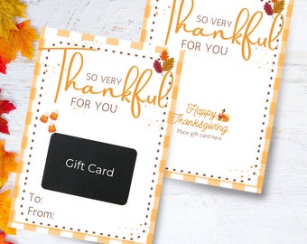 Fall Themed Gift Card Holder For Thanksgiving Teacher Appreciation, Thankful For Teachers, Printable Staff Coffee Gift, Thankful For You