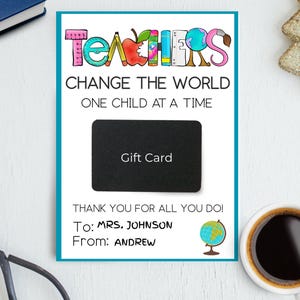 Printable Teacher Appreciation Week Coffee Gift Card Holder, Thank you Gift for Librarian, End Of The School Year, Last Day, Book Lover Gift