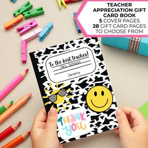 Porta tarjetas de regalo de agradecimiento para maestros, Libro de tarjetas de regalo, Fin de año, Agradecimiento al maestro, Último día, Folleto para el director, Personal de la escuela, Abrir cuando