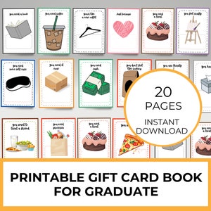 Livret imprimable avec cartes-cadeaux, diplôme d'études secondaires, porte-cartes, cadeau de première année d'université d'un parent, kit de survie