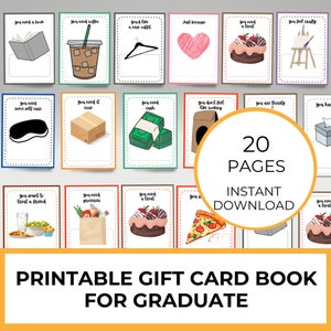 Printable Gift Card Book For College Care Package, High School Graduation, Card Holder, First Year of College Gift From Parent, Survival Kit