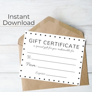 Leerer Geschenkgutschein, druckbar zum Ausfüllen des Gutscheins, DIY Last Minute Geburtstag für Ihn, Preise, Weihnachtsgeschenk Für Sie
