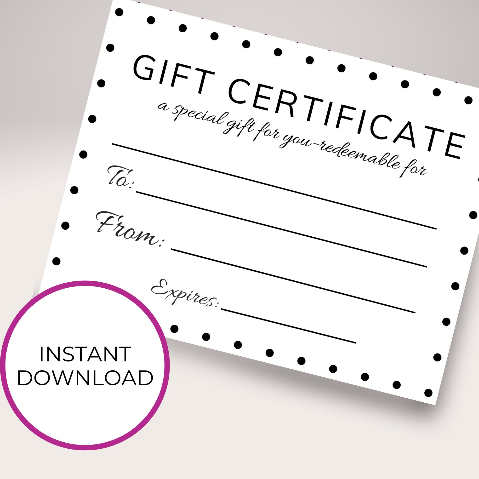 Blank Gift Certificate, Printable Fill in the Blank Coupon Voucher, DIY Last Minute Birthday for Him, Prizes, Stocking Stuffer for Her - Etsy for Blank Gift Certificate Printable Free