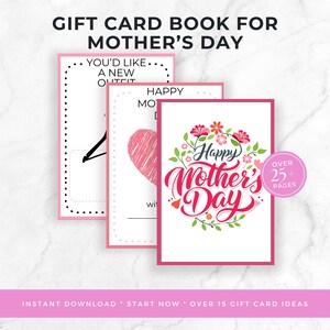 Regalo para el Día de la Madre, Libro de Tarjetas de Regalo Imprimible, Idea para el Primer Día de la Madre para Consentir a la Futura Mamá, Suegra, Regalo para la Abuela de su Hija