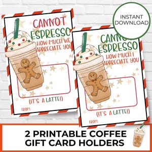 Geschenkkartenhalter für Lehrer Weihnachtsgeschenk, Danke A Latte, Danke vom Unterricht, Schüler, Lebkuchen, Espresso Kaffee Geschenk