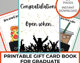 Libro de tarjetas de regalo Regalo imprimible para graduados, Álbum de fotos de tarjetas de regalo, Graduado de la escuela secundaria, Regalo para estudiantes universitarios, Regalo de graduación para ella